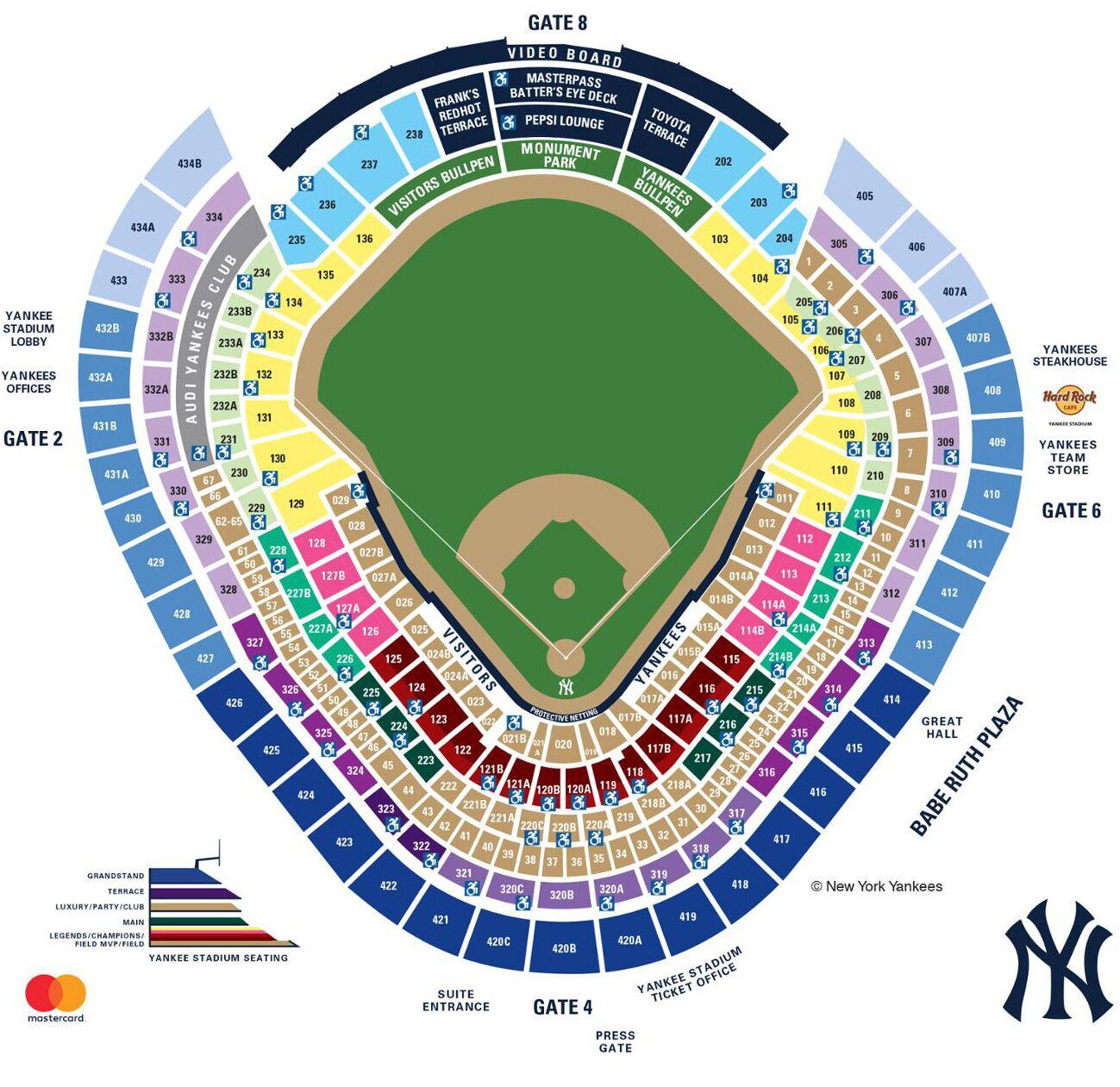 Yankees Seating Chart at Yankee Stadium